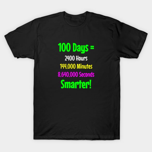 100 Days Smarter T Shirt w Hours, Minutes & Seconds T-Shirt by SecondActTees